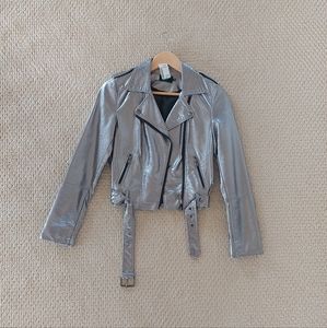 NWT Simons ONLY Silver Biker Jacket